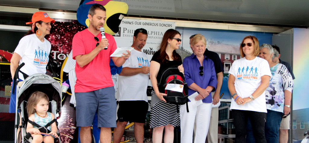The winners of the First Annual Educator Character Education Leadership Awards are formally regaled during a ceremony at the Kidsbridge Walk2Stop Bullying (2015), along with co-sponsor Source4Teachers